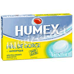 Humex mal de gorge biclotymol 20 mg MENTHE SANS SUCRE pastille LABORATOIRES URGO HEALTHCARE (FRANCE)