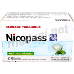 Nicopass 1,5 mg SANS SUCRE MENTHE FRAICHEUR pastille PIERRE FABRE MEDICAMENT (FRANCE)