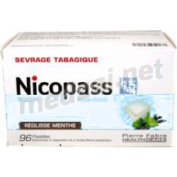 Nicopass 1,5 mg SANS SUCRE REGLISSE MENTHE pastille PIERRE FABRE MEDICAMENT (FRANCE)