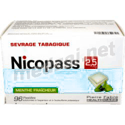 Nicopass MENTHE FRAICHEUR 2,5 mg SANS SUCRE pastille PIERRE FABRE MEDICAMENT (FRANCE)