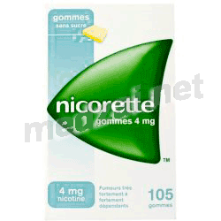 Nicorette 4 mg SANS SUCRE gomme à mâcher JOHNSON & JOHNSON SANTE BEAUTE FRANCE (FRANCE)