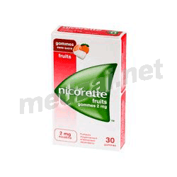 Nicorette FRUITS 2 mg SANS SUCRE gomme à mâcher JOHNSON & JOHNSON SANTE BEAUTE FRANCE (FRANCE)