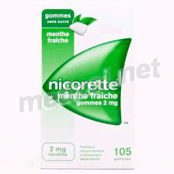 Nicorette MENTHE FRAICHE 2 mg SANS SUCRE gomme à mâcher JOHNSON & JOHNSON SANTE BEAUTE FRANCE (FRANCE)