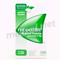 Nicorette MENTHE FRAICHE 4 mg SANS SUCRE gomme à mâcher JOHNSON & JOHNSON SANTE BEAUTE FRANCE (FRANCE)