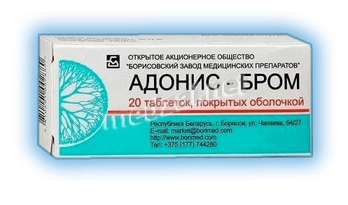 Adonis-brom  comprimé BORISOVSKIY ZAVOD MEDICINSKIKH PREPARATOV (République de Biélorussie)